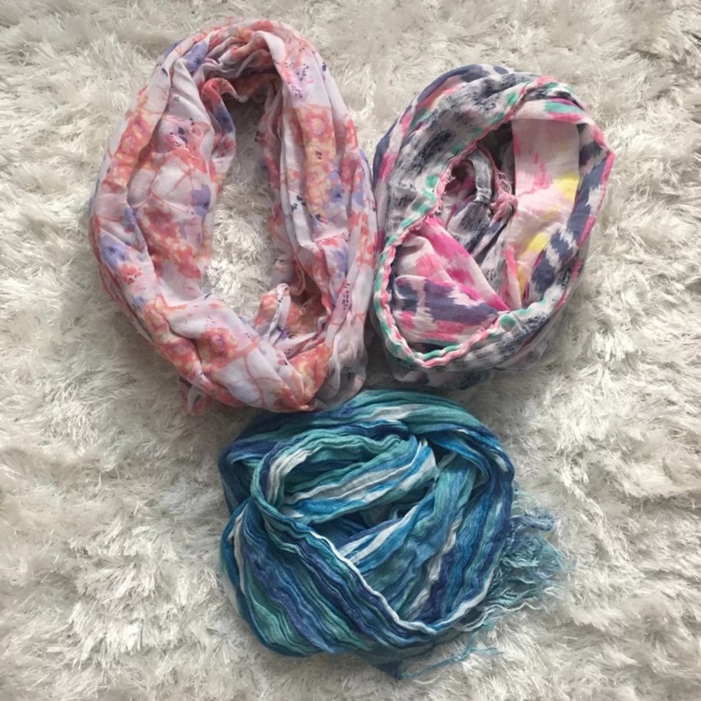 Bundle of 3 colorful scarves (1 is American Eagle)